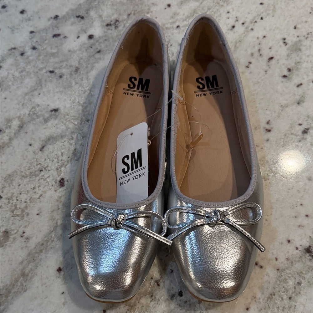 SM New York Metallic Silver Loafers